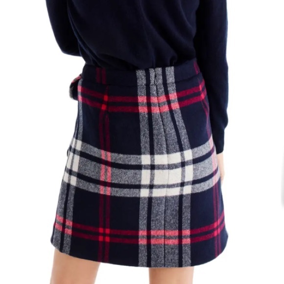 J. Crew Plaid Ruffle Double-Serge Wool Skirt - Picture 4 of 9